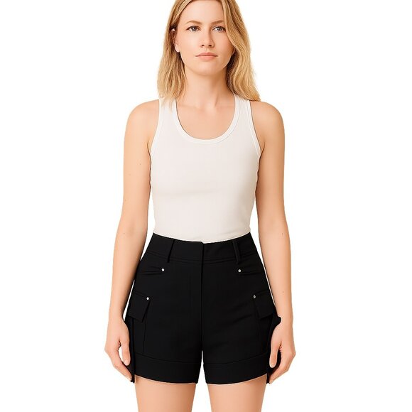 2/$30 Low Waist Bow Accent Studded Cargo Shorts Black #A0422 - Picture 1 of 7